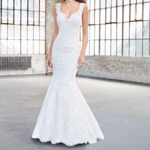 Mermaid Backless Ivory Wedding Dress, Romantic Boho Fitted Sexy Fit & Flare